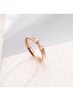 Korean Style Simple H White Shellfish Titanium Steel Ring Women's Cold Style Rose Gold Ring Index Finger Internet Celebrant Fashion Hot Jewelry