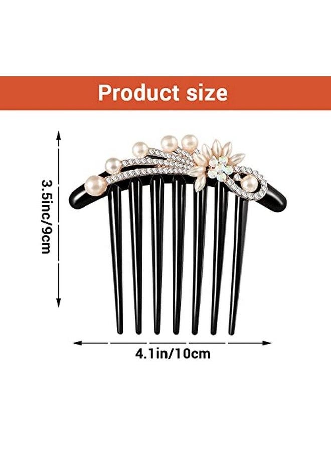 PALAY - Retro French Barrette Rhinestone Hair Clips For Women Side Comb Nonslip Comb Hairpins Pearls Gift For Party Birthday Daily(Pearl2) - Image 1