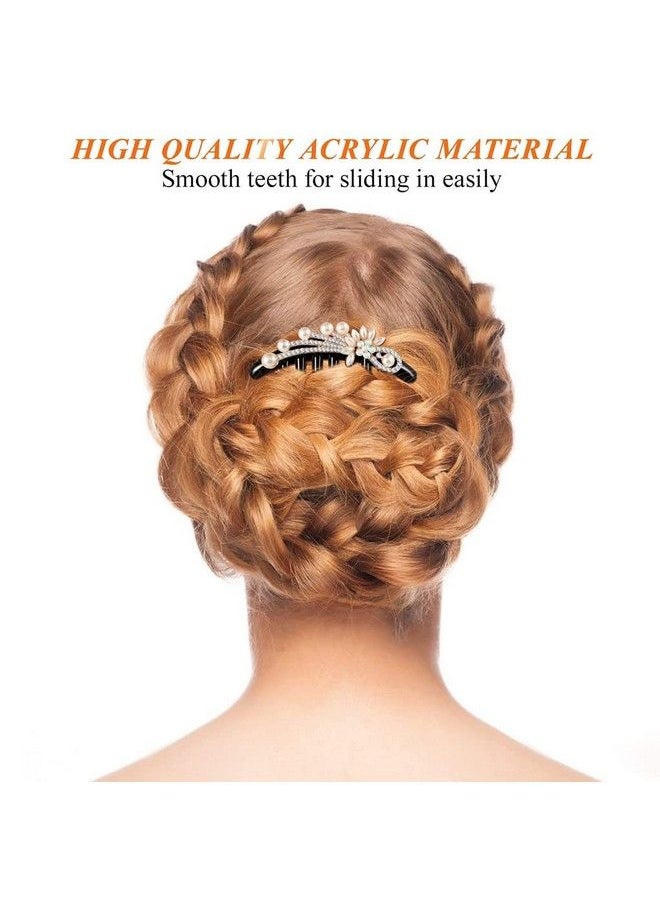 PALAY - Retro French Barrette Rhinestone Hair Clips For Women Side Comb Nonslip Comb Hairpins Pearls Gift For Party Birthday Daily(Pearl2) - Image 1