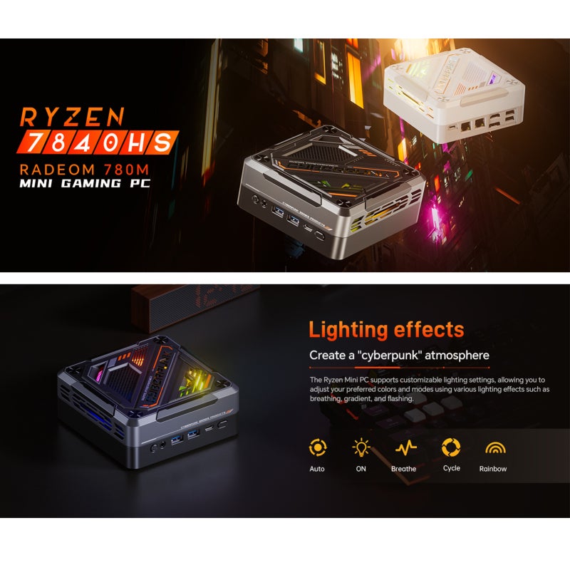 Mini Gaming Pc 16&512Gb Uk Plug White: High-Speed Network Connection - Thunderbolt 3 Interface Mini Pc For Gaming Enthusiasts Home Office White - Image 3