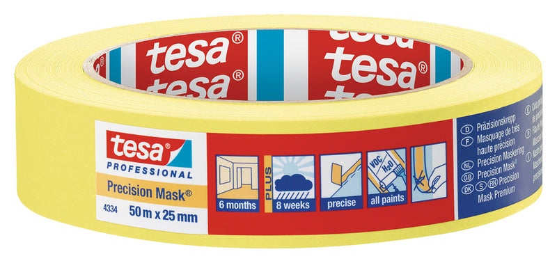 tesa 43340000100 Precision Mask Indoor Masking Tape for Painting and Decorating, Residue Free Removal, 50 m x 25 mm - Image 1