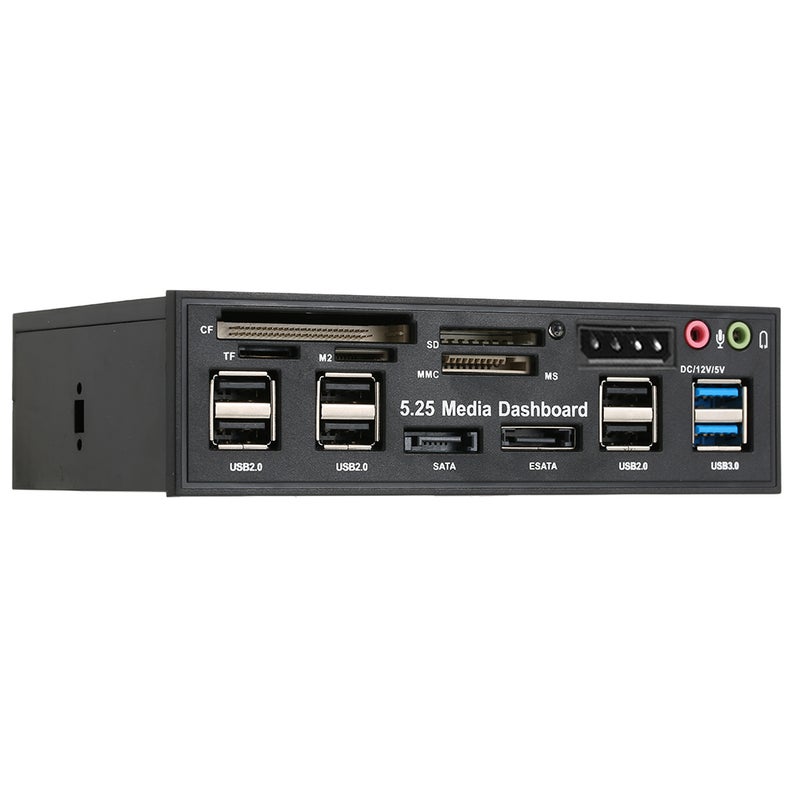 وحدة تجميع USB 3.0 متعددة الوظائف منفذ eSATA و SATA قارئ بطاقات داخلو لوحة التحكم المتقدمة للكمبيوتر اللوحة الأمامية للوسائط الصوتية لبطاقات الذاكرة SD و MS و CF و TF و M2 و MMC تناسب خزانة 5.25 بوصة - Image 5