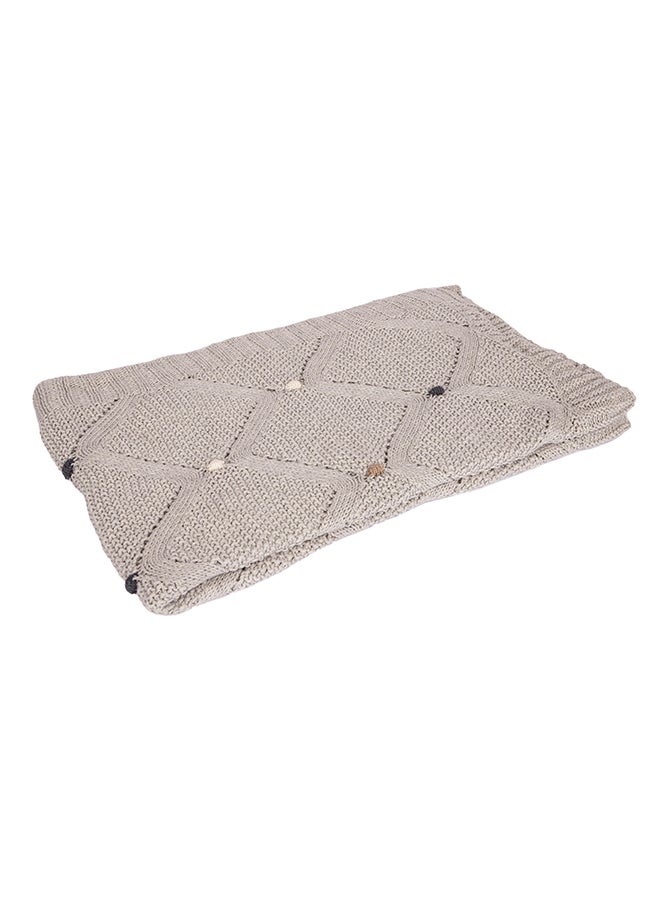 Alina Blanket 100% Cotton Knitted (Mini Moss Bubble Light Grey ) - Image 1