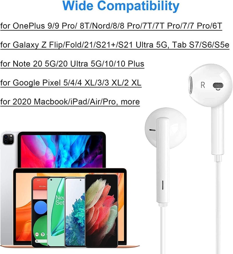 Honor AM33R Earphones Classic USB C Headset Stereo Audio Wired Headphone with Mic Microphone Volume Control Wind Compatible with Samsung and IPhone 15 and All Mobile Phones Devices - Image 5