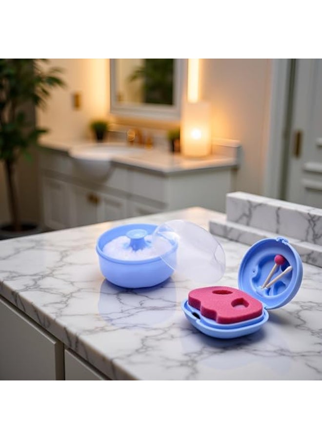 GANPUB Blue Container Powder Cosmetic Puff Sponge Soft Face Case Body Box Beauty Tools Rose Quartz Set Skin Care One Size - Image 3