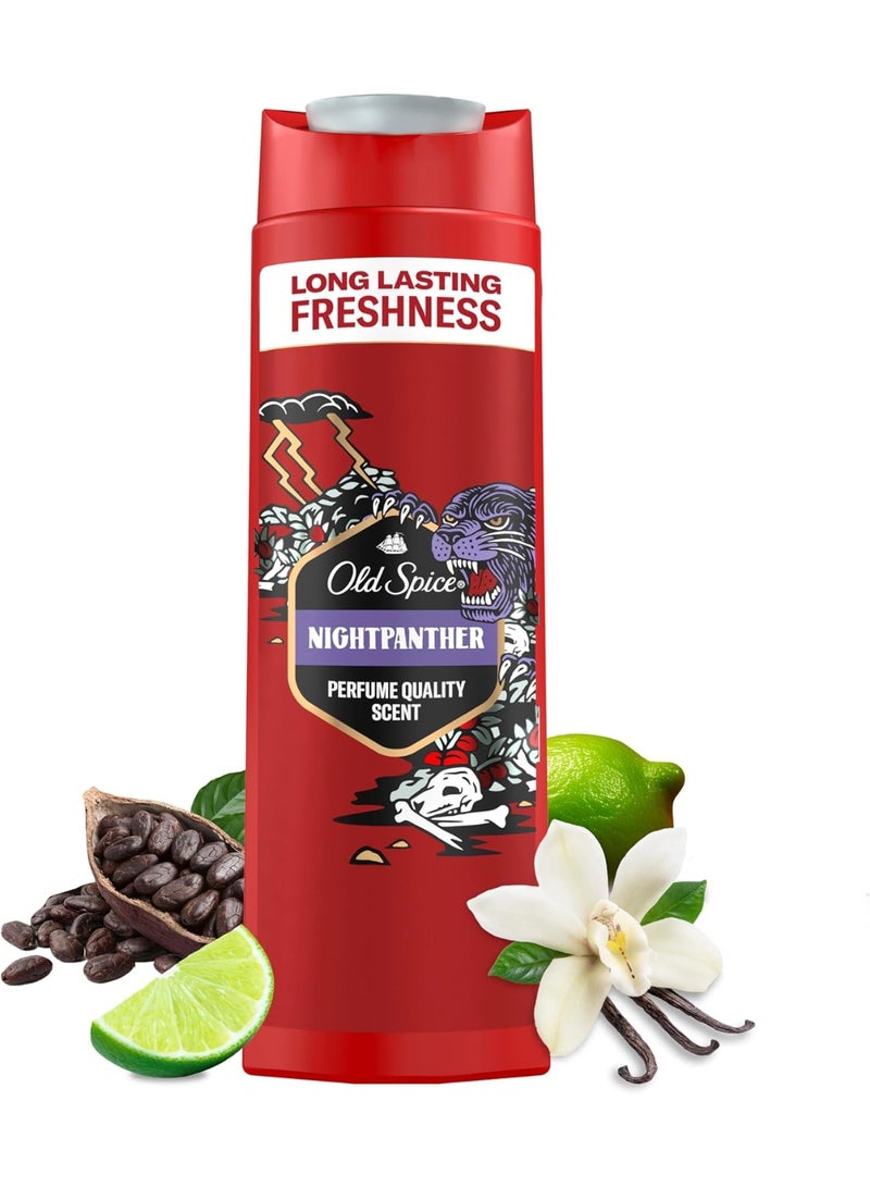 Night Panther 3-in-1 Shower Gel For Men, Long-Lasting Fresh Fragrance 400ml