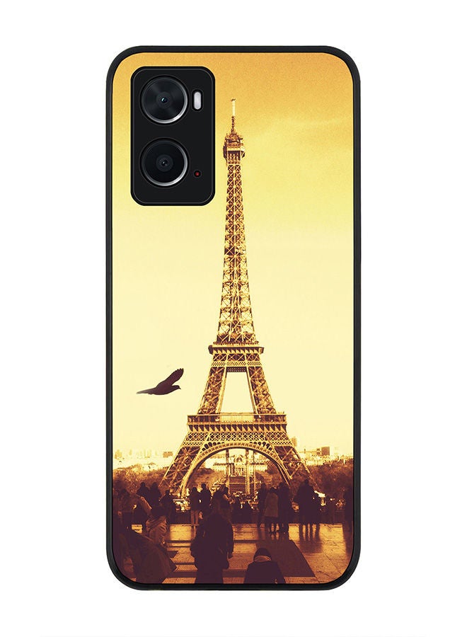 Stylizedd Rugged Black edge case for Oppo A96 4G/A36/A76 Slim fit Soft Case Flexible Rubber Edges Anti Drop TPU Gel Thin Cover - Paris - Eiffel Tower - Image 1