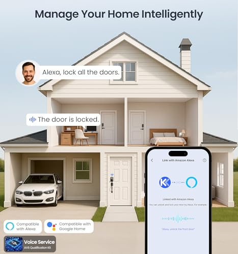 Veise VE012W Built-in WiFi Fingerprint Smart Lock, App Remote Control, No Hub Needed, Keyless Entry, Front Door Smart Deadbolt, Digital Keypad, Auto Lock, IP55 Waterproof, BHMA Grade 3, Matte Black - Image 4