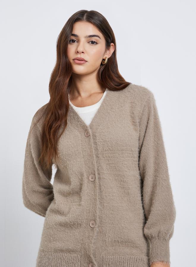 ستايلي كارديجان بقصة عادية ونسيج يارن - Image 4