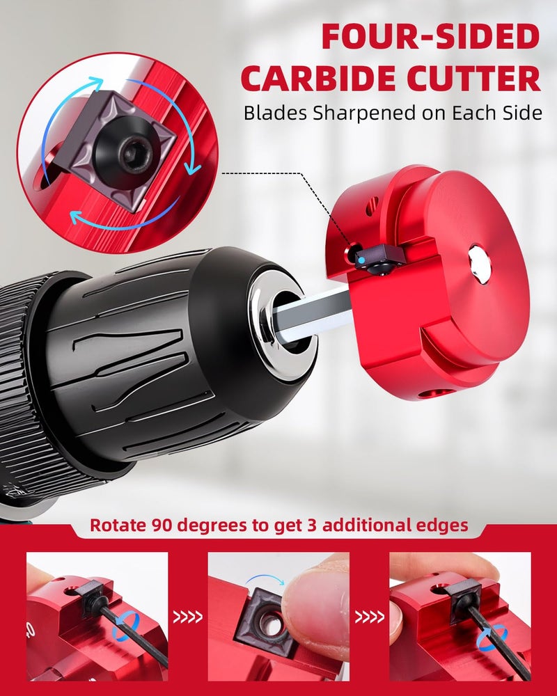 ERAYCO 6PCS PVC Pipe Reamer Kit, Plastic Pipe Fitting Reamer Tool, Fit into Standard 1/2" Drills, PVC Fitting Saver for SCH40 PVC CPVC ABS Pipe (3/4'', 1'', 1-1/2'', 2'', 3'', 4'') - Image 4