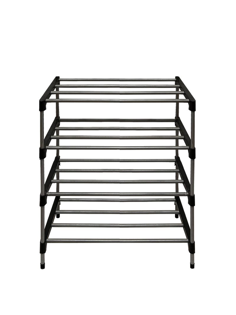 SANAMSTORE Metal 4 Tier Rack Shoe/Clothes/books stand Rack with cover for home (Need to Be Assemble - DIY) -Grey - Image 5