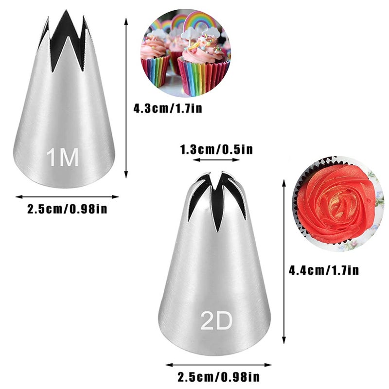 Bmaacye Large Icing Piping Tips Set for Cake Decorating,6 Decorating Tips Stainless Steel Pastry Tips,Flower Frosting Tips Nozzles,#1M 2A 2D 2F 6B 234 - Image 2