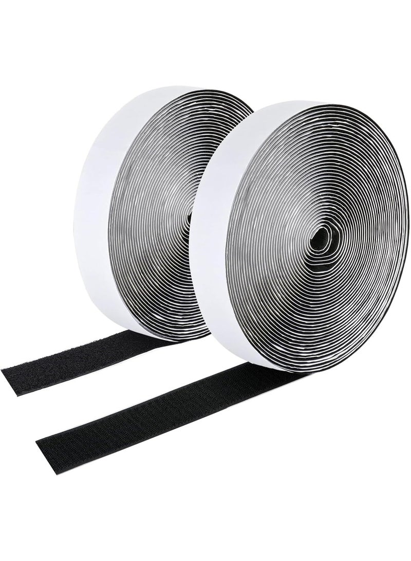 شريط لاصق بخطاف وحلقة، عبوة من قطعتين - 2 متر × 2.5 سم، أسود، شرائط لاصقة قوية للاستخدام المنزلي والمكتبي والحرفي والتركيب والتنظيم. - Image 1