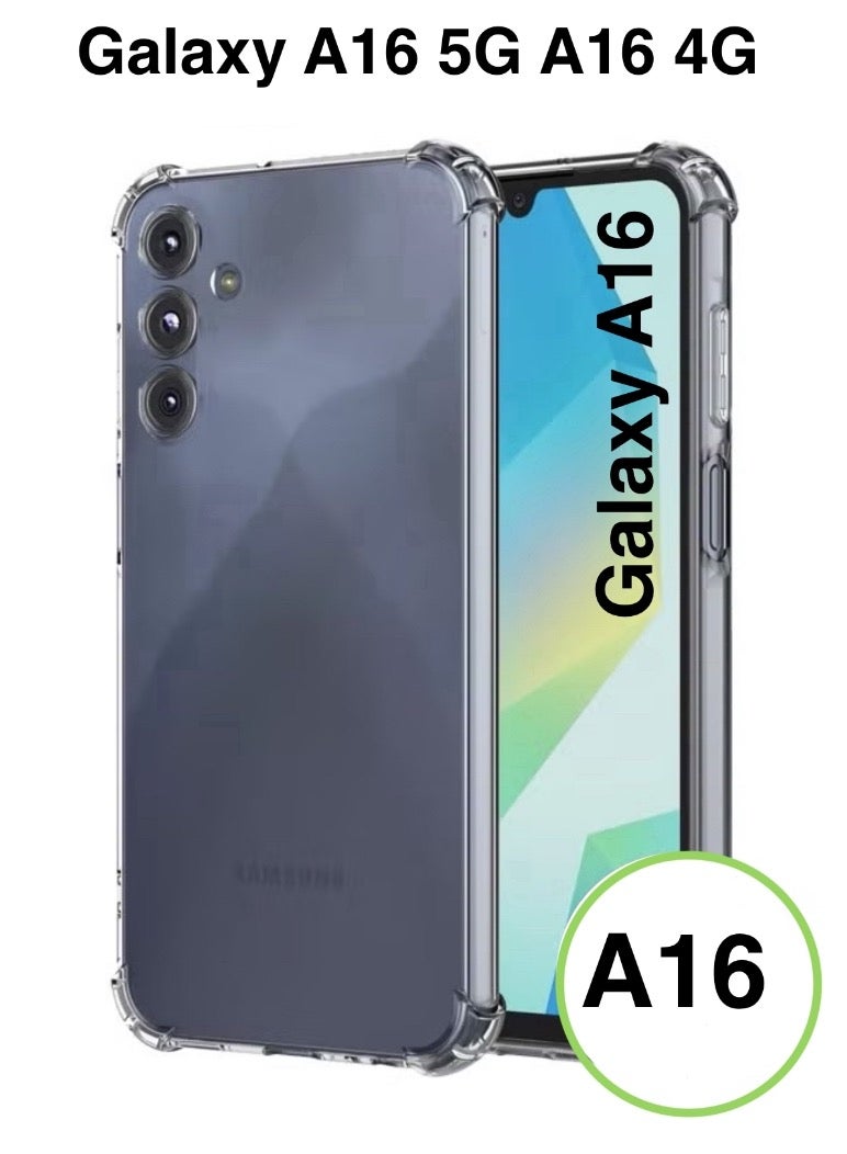 Samsung Galaxy A16 Case, Designed for Galaxy A16 5G/4G Case, Slim Flexible TPU Airbag Bumper Shock Absorption Rubber Soft Silicone Case Cover Fit for Samsung Galaxy A16 (Clear)