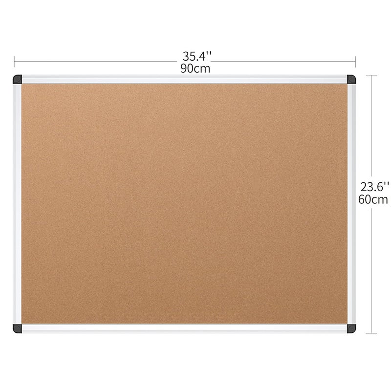 VIZ-PRO لوحة إعلانات فيز-برو من الفلين، 36 × 24 بوصة، إطار من الألمنيوم الفضي - Image 2