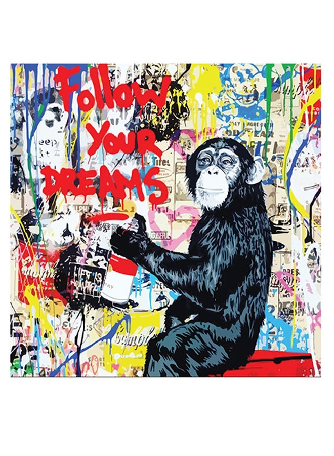 RYN Follow Your Dreams Themed Wall Art Red/Yellow/Blue 30x30cm - Image 1