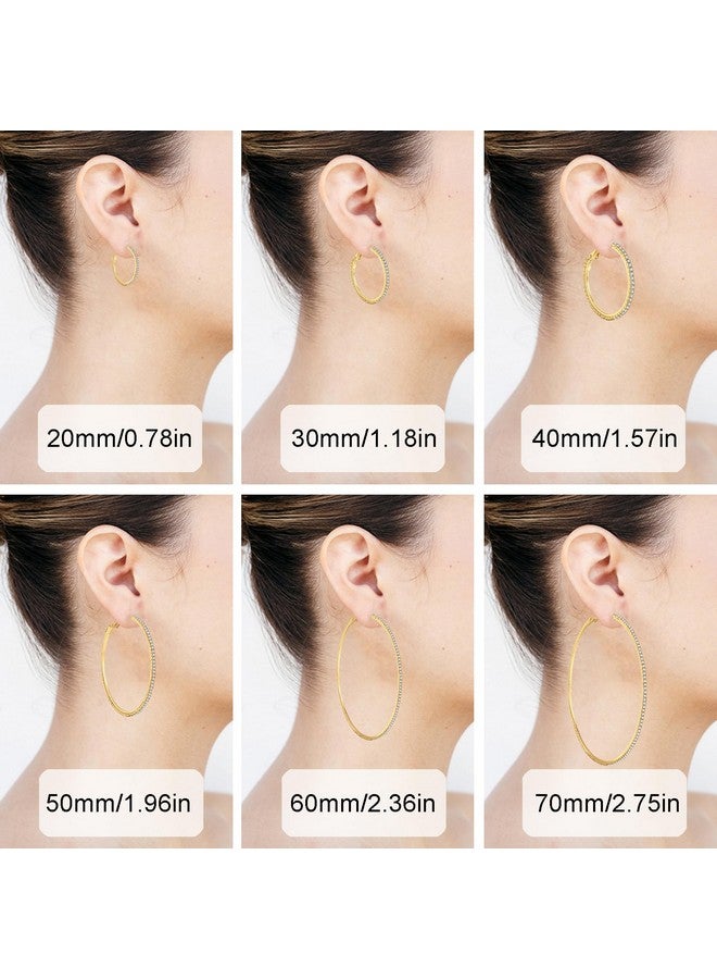 MOROTOLE 14K Gold Rhinestone Hoop Earrings Fashion Thin Big Hoop Earrings Hypoallergenic Gold Hoop Earrings For Women Jewelry Gifts 20/30/40/50/60/70Mm Gold Hoops - Image 5