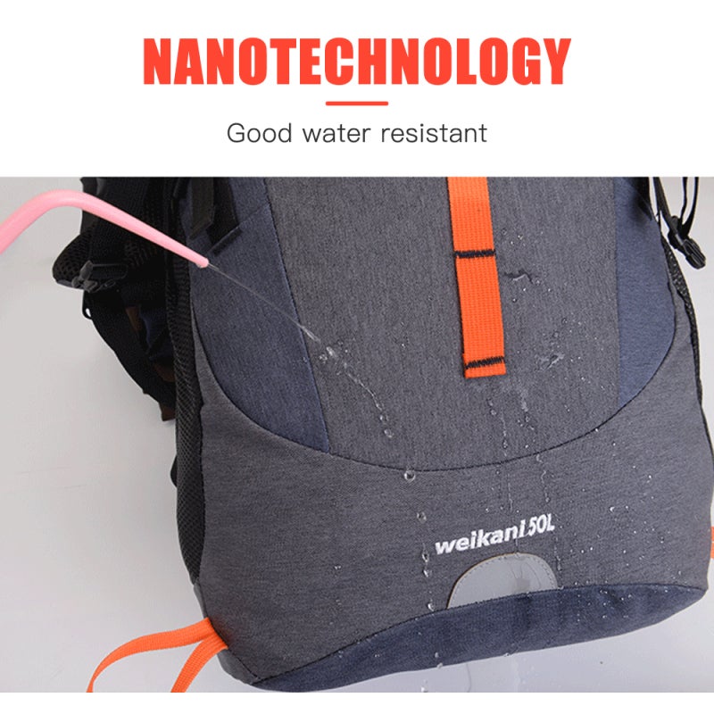 weikani Outdoor Backpack 50L Large Capacity Waterproof Oxford Cloth Travel Backpack - Adjustable Comfortable Straps Hiking Gear for Adventure - Image 3