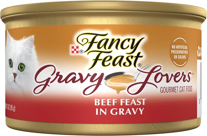 Fancy Feast Gravy Lovers Beef Gourmet Cat Food - 24 Pack of 3 oz. Cans - Image 1