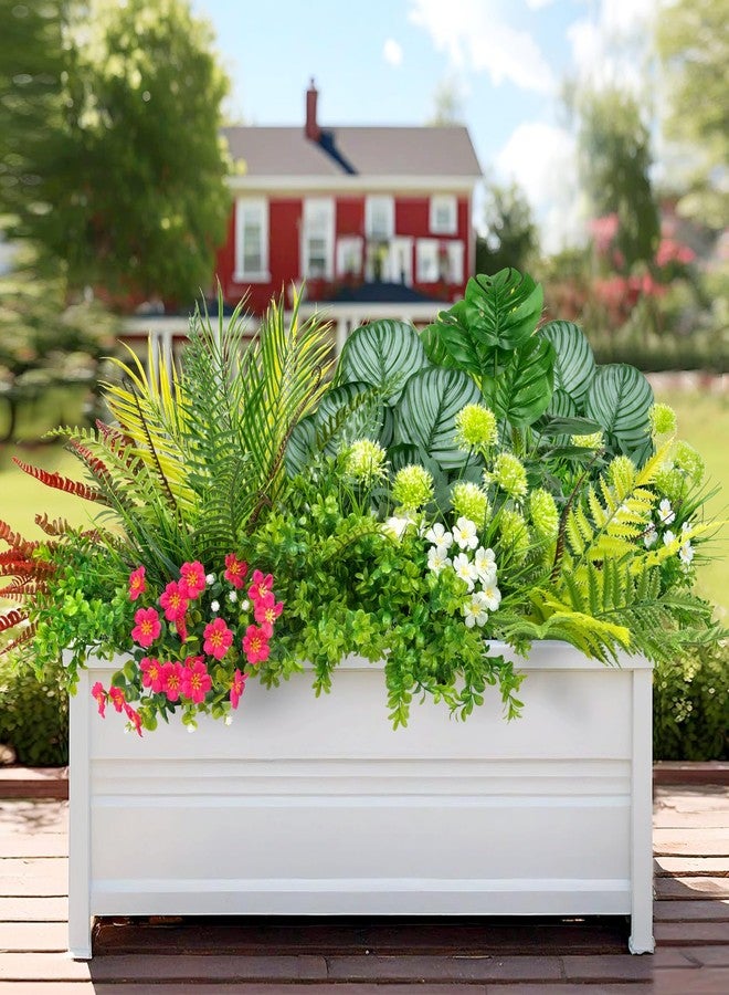 Besteek 20 Pcs Artificial Plants Outdoor Fake Plants UV Resistant Artificial Flowers Greenery Stems Artificial Boston Fern Faux Shrubs Plastic Plants for Garden Porch Planter Window Box Home Decor - Image 5
