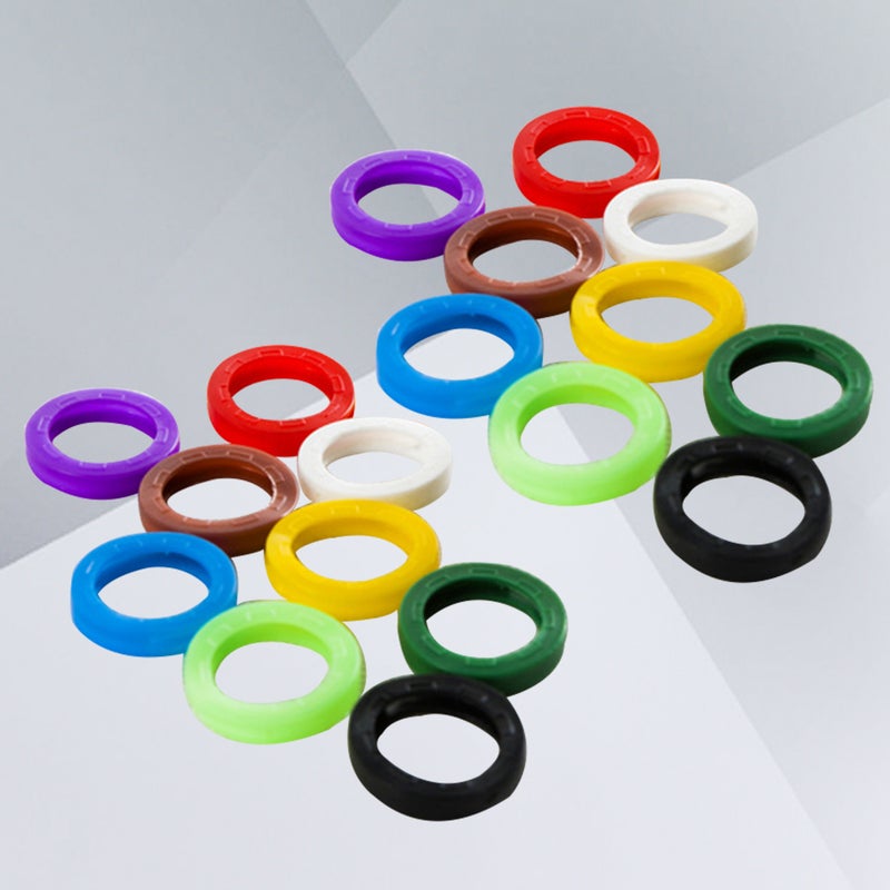64pcs Bright Colored Silicone Key Caps Sleeve Ring Key Caps Elastic Key Tags Key Identifier Coding Rings (Random Color) - Image 2