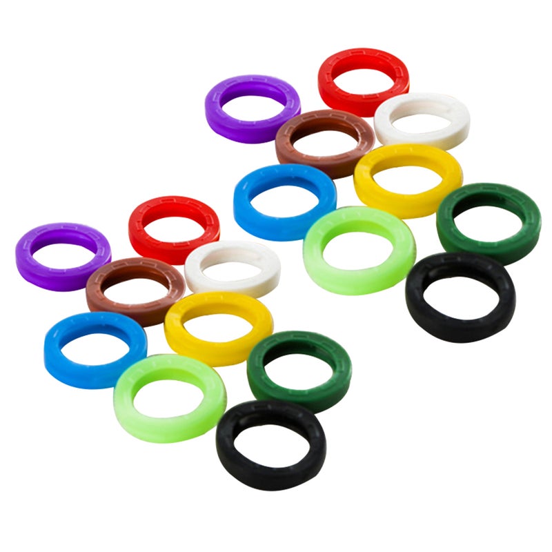 64pcs Bright Colored Silicone Key Caps Sleeve Ring Key Caps Elastic Key Tags Key Identifier Coding Rings (Random Color) - Image 1
