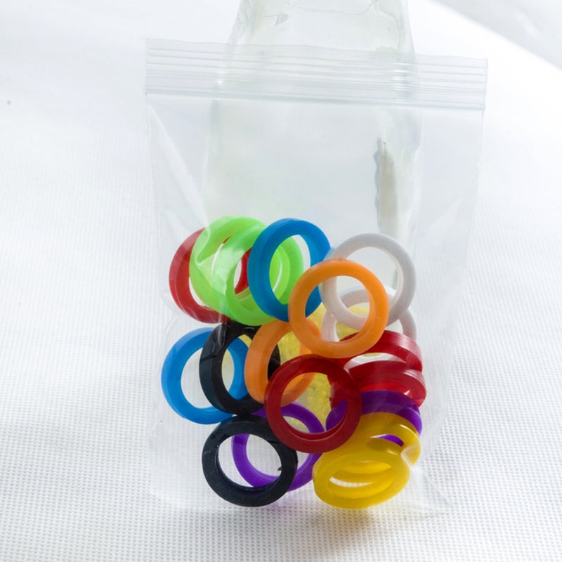 64pcs Bright Colored Silicone Key Caps Sleeve Ring Key Caps Elastic Key Tags Key Identifier Coding Rings (Random Color) - Image 4