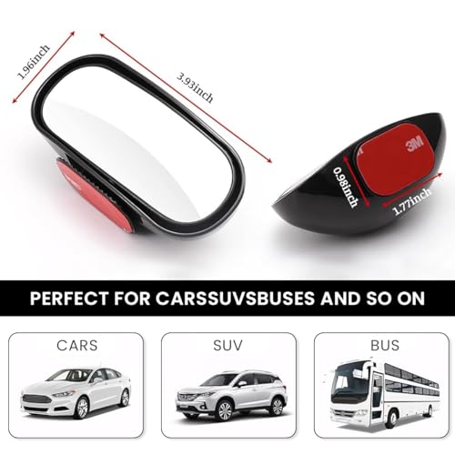 STHIRA® 1PCS Blind Spot Mirror For Car Curved Hd Mirror Outside Strong Backing Glue 360° Fine Adjusting Blind Spot Mirror For Car, Van, Suv, Trucks - Image 2
