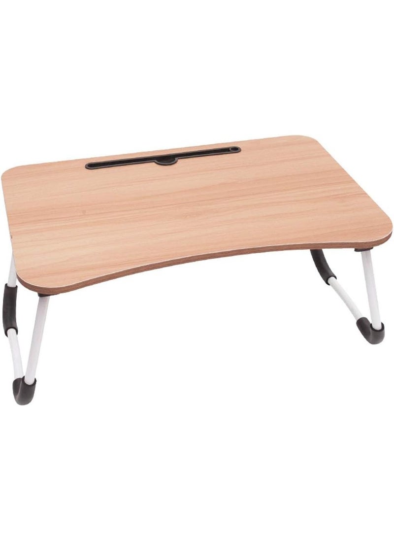 Generic Portable Laptop Table – Anti-Slip Foldable Desk for Bed and Office – Wooden Color – Ideal for Laptops, Computers, and Notebooks  - Image 1