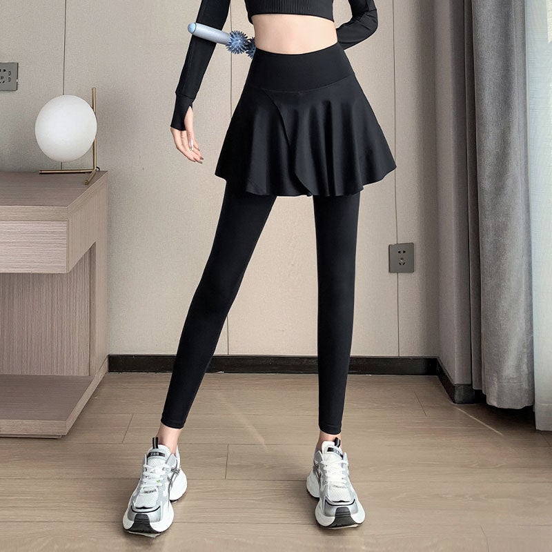 Sunscreen suit Womens Autumn 2024 New Running Morning Running Clothes Fashion Outdoor Quick-drying Fitness Clothes Yoga Culottes Skirts/black  - Image 1