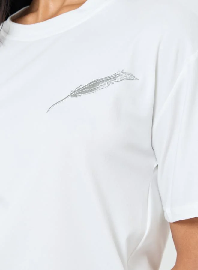 Take Two Take Two Feather Embroidered Regular Fit T-Shirt