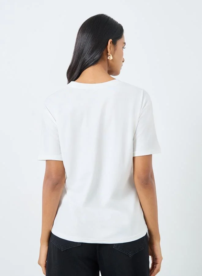 Take Two Take Two Feather Embroidered Regular Fit T-Shirt