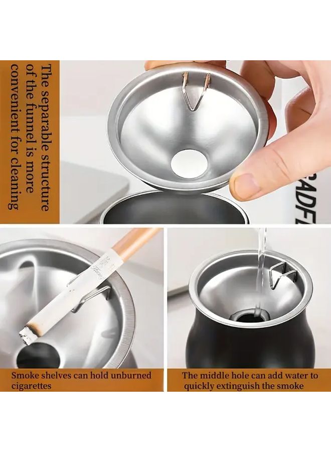 Dark Green Windproof Stainless Steel Ashtray Durable Metal Finish for Car Home Patio - Image 5