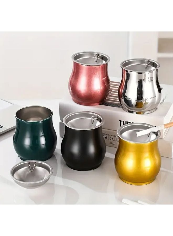 Dark Green Windproof Stainless Steel Ashtray Durable Metal Finish for Car Home Patio - Image 4