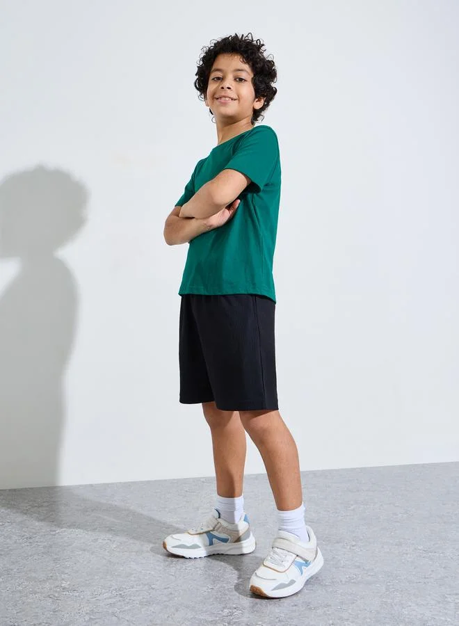 Styli Teens Cotton Sports Jersey Shorts with Side Pocket