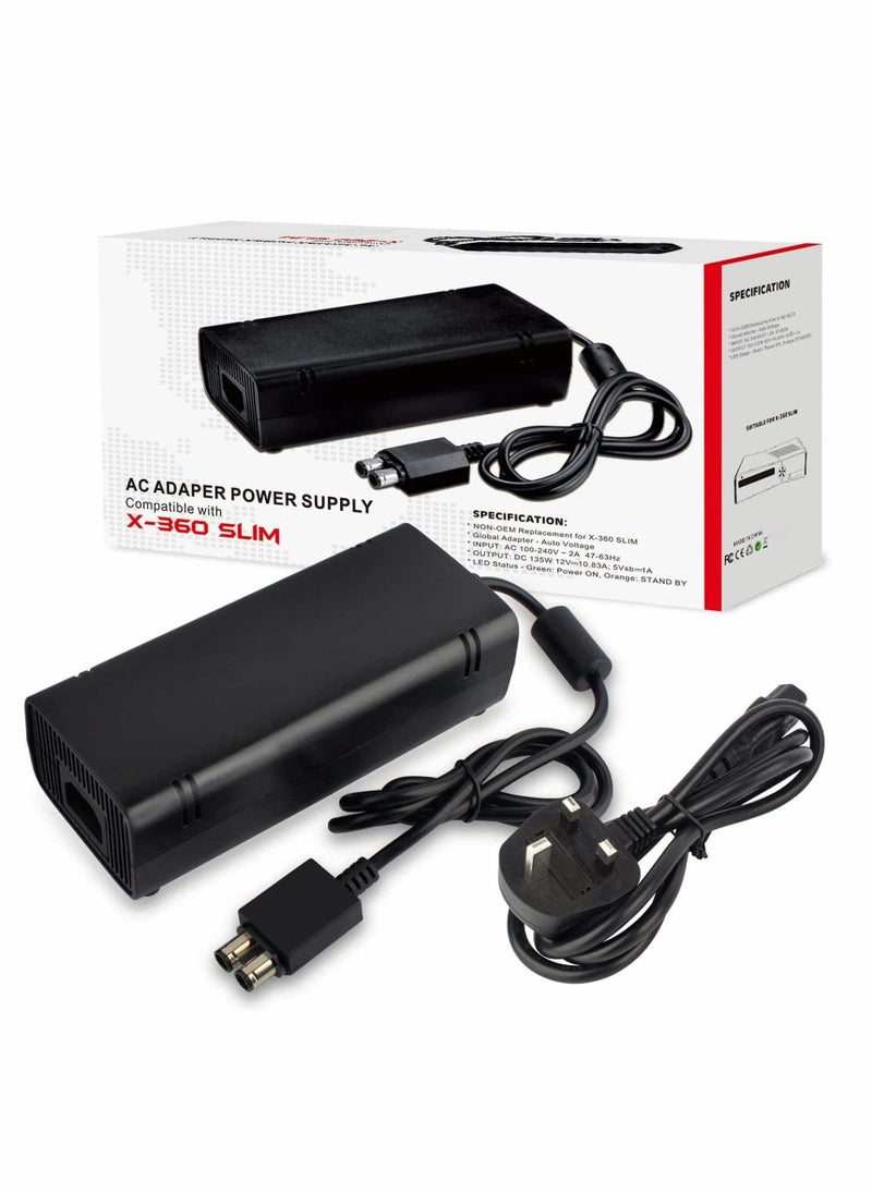 Excefore - وحدة تزويد الطاقة لجهاز Xbox 360 Slim، مجموعة استبدال كابل الطاقة لمحول التيار المتردد متوافقة مع جهاز Xbox 360 Slim 360 S بجهد تلقائي 100-240 فولت - Image 1