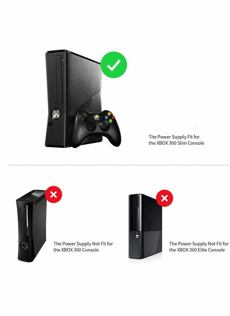 Excefore - وحدة تزويد الطاقة لجهاز Xbox 360 Slim، مجموعة استبدال كابل الطاقة لمحول التيار المتردد متوافقة مع جهاز Xbox 360 Slim 360 S بجهد تلقائي 100-240 فولت - Image 1