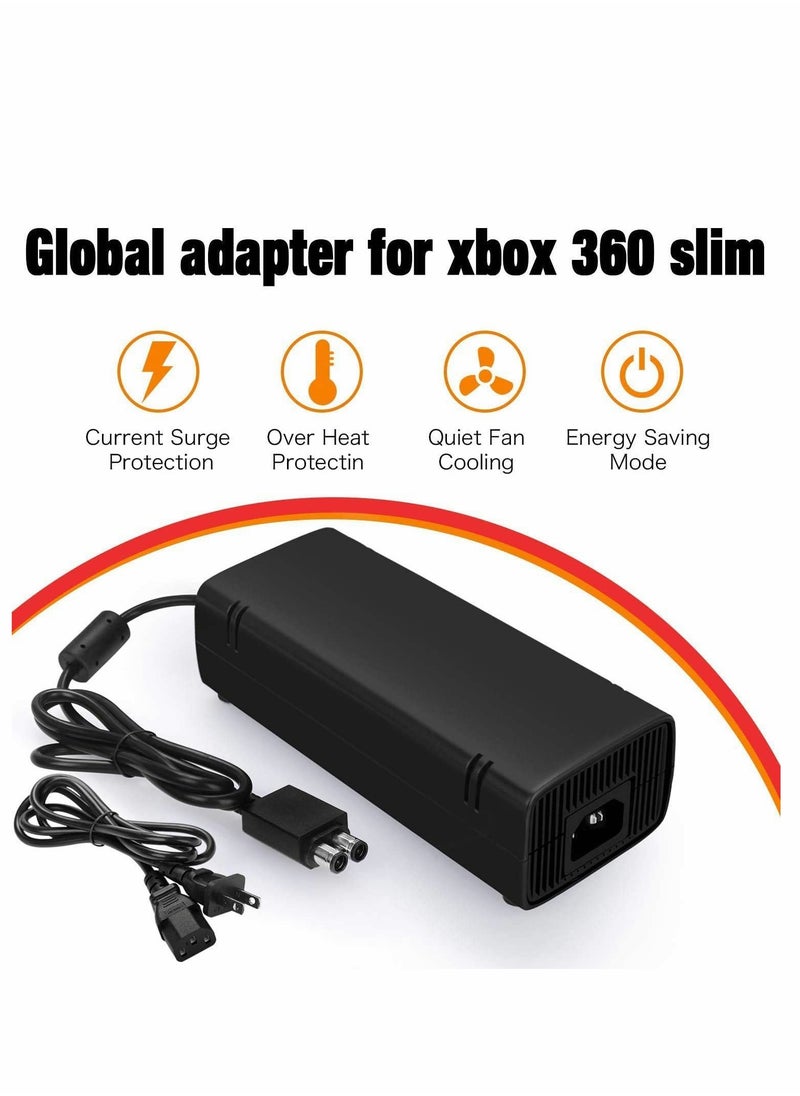 Excefore - وحدة تزويد الطاقة لجهاز Xbox 360 Slim، مجموعة استبدال كابل الطاقة لمحول التيار المتردد متوافقة مع جهاز Xbox 360 Slim 360 S بجهد تلقائي 100-240 فولت - Image 1