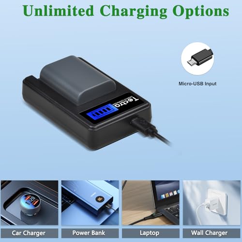 Tectra 2-Pack NB-2L NB-2LH Battery + Rapid LCD Display USB Charger for Canon PowerShot G7 G9 S30 S40 S45 S50 S60 S70 S80 DC410 DC420 VIXIA HF R10 HF R100 HF R11 EOS 350D 400D Digital Rebel XT XTi - Image 3