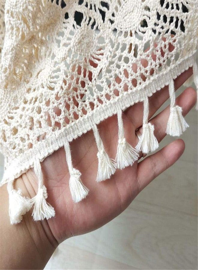 BMIDRUT Vintage Crochet Tablecloths Lace Doilies Cotton Beige Square Tablecloths Table Cover Table Topper Wedding Home Party Decoration - Image 3