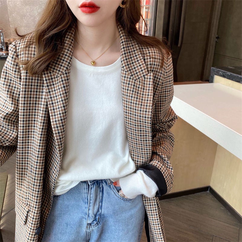 Solid Color All-Match Base Shirt Women'S Style Outer Wearing Round Neck Sweater Stynew Inner Wearing Long Sleeve Knitted Top - Image 1