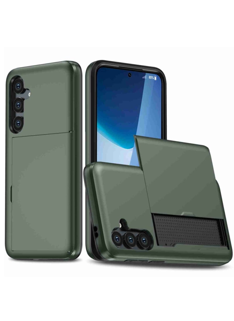 Generic Case for Samsung Galaxy S24 Plus 5g Shockproof Armor Phone Cover With Card Slot Dark Green  - Image 1