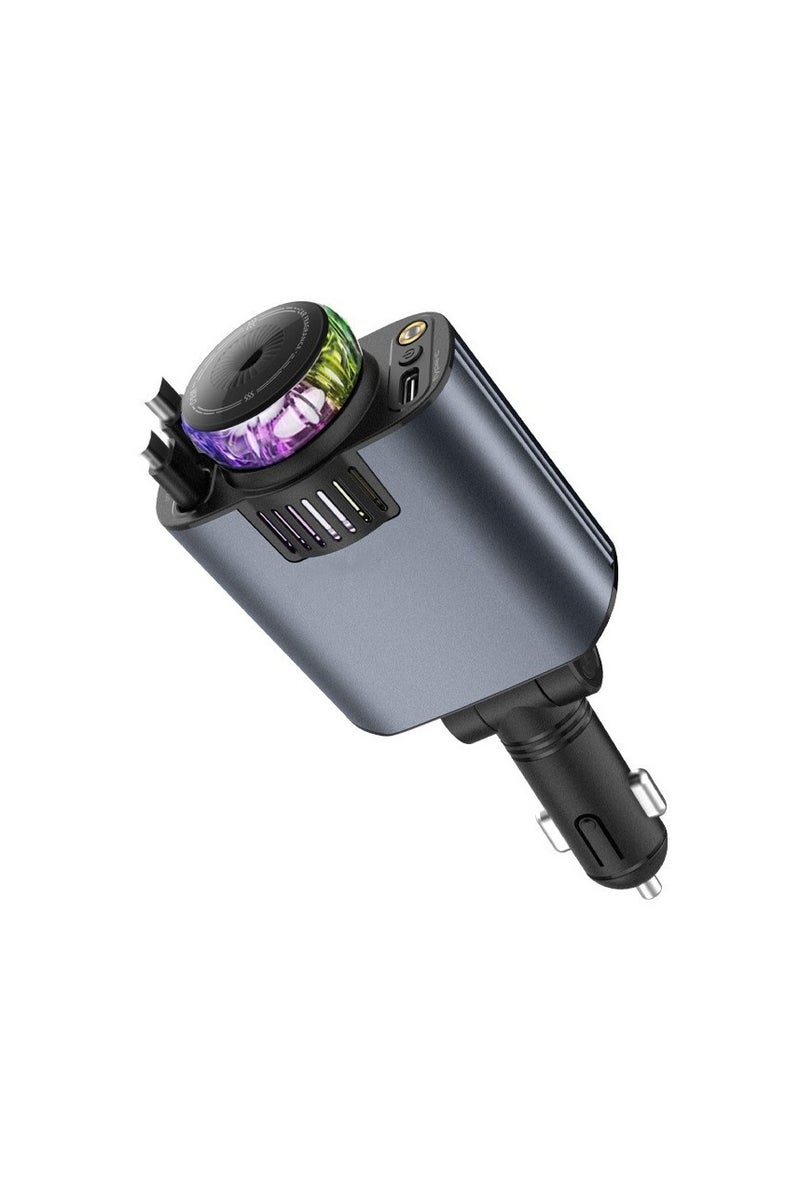 BlueFire Starlight 5-in-1 Retractable Car Charger with Essential Oil Diffuser, Starry Sky LED Ambient Light, Retractable Type-C & iOS Cables + USB-C & USB-A Ports, 45W Fast Charging, Compatible with iPhone 16/15/14, Android, Tablets – Aluminum+PC, Car Air Freshener & Mood Light - Image 2