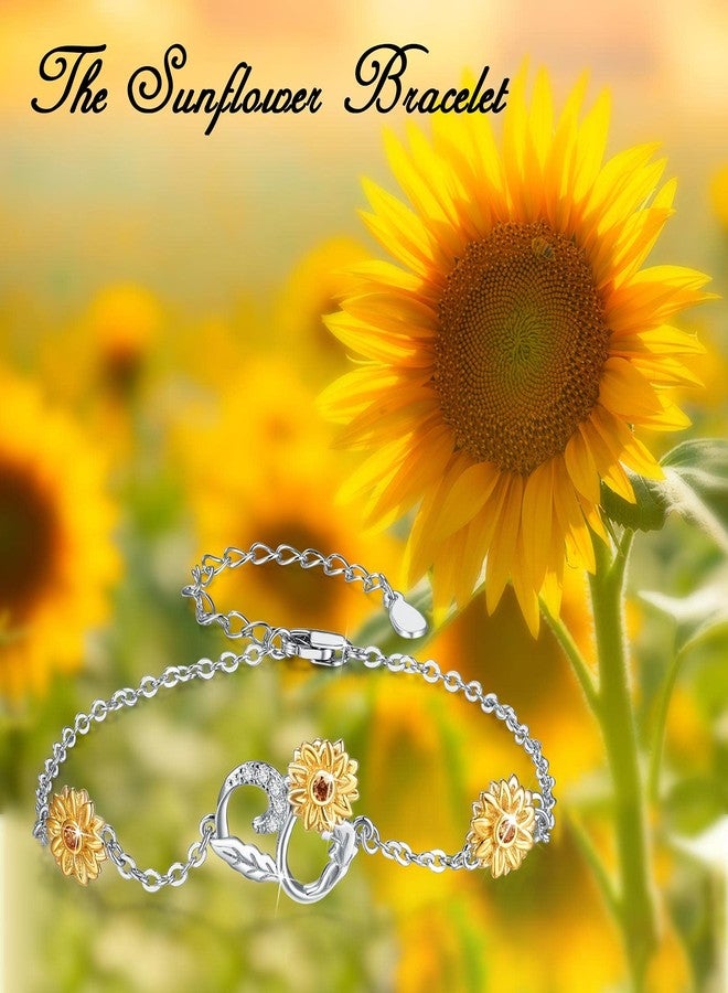 Cuoka Sunflower Anklet Bracelet 925 Sterling Silver Sunflower Ankle Jewelry Mother Day Gift Summer Jewelry Gift Box - Image 5