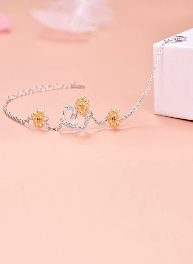 Cuoka Sunflower Anklet Bracelet 925 Sterling Silver Sunflower Ankle Jewelry Mother Day Gift Summer Jewelry Gift Box - Image 2
