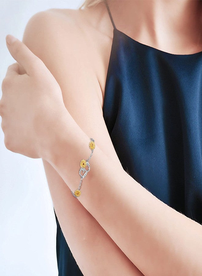Cuoka Sunflower Anklet Bracelet 925 Sterling Silver Sunflower Ankle Jewelry Mother Day Gift Summer Jewelry Gift Box - Image 3