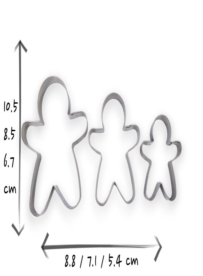 JOKUMO Gingerbread Men Set of 3 Cookie Cutter Set 4” Large Shape Cookie Cutter Mold - 18/0 Stainless Steel - Image 3