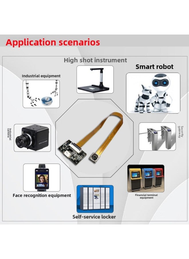 High-definition 4K Camera Module 12 Million FPC Cable Smart Device Recognition Auto-focus USB Drive-free Module-Color:75 Degree 12 Million-without Driver Board