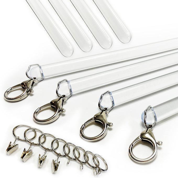 36 INCH 4 PACK ALL CLEAR ACRYLIC CURTAIN ROD INVISIBLE CLEAR CURTAIN WAND FOR OPENINGCLOSING