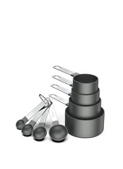 8-Piece Measuring Cups & Spoons Set – Stackable with Stainless Steel Handles & Colorful Plastic Heads – Accurate Measurement for Dry & Liquid Ingredients